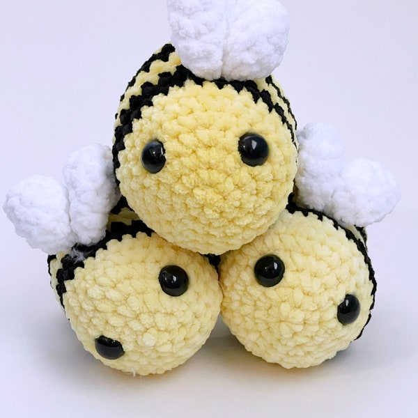 Bumble Bee Yellow and Black Soft Stuffed Crochet Animal Handmade Plush Plushie Amigurimi