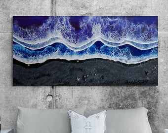Epoxy Resin Ocean Waves | Hawaiian Black Beach