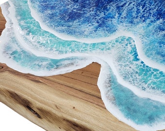 Fathers Day Gift. Epoxy Resin Ocean Waves Coffee Table