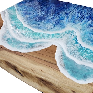 Live Edge River Table. Fathers Day Gift. Epoxy Resin Ocean Waves Coffee Table