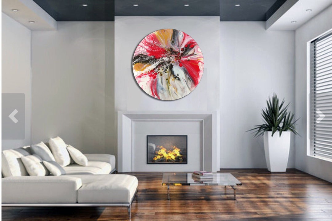 Large Round Abstract Resin Art Painting or Table Top - Etsy