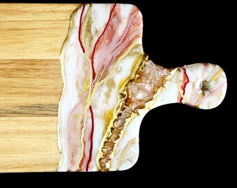 Resin Geode Charcuterie Board, Mothers Day Gift, Pink and Gold