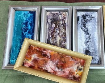 Epoxy Resin Art Trinket Tray, Catchall Dish, Assortment of Colors, Decorative Trays, Unique Gift Ideas