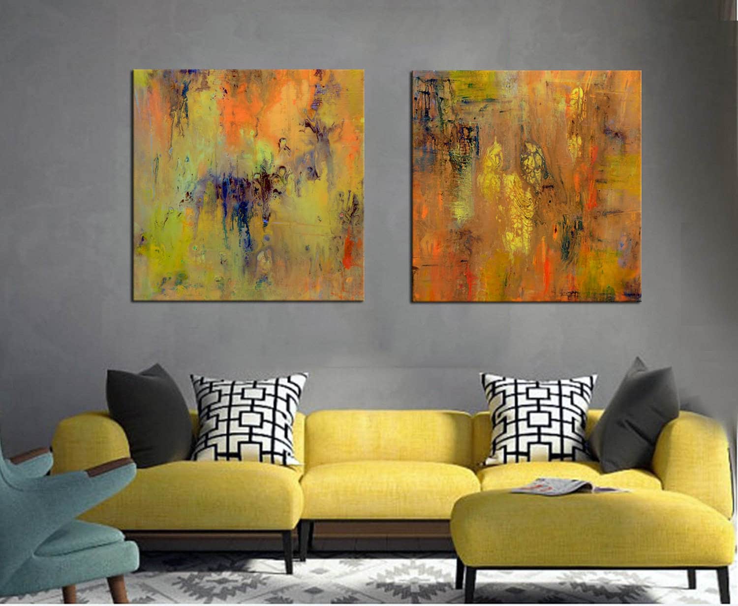 Diptych Abstract Original Resin Art Painting Canvas Large - Etsy