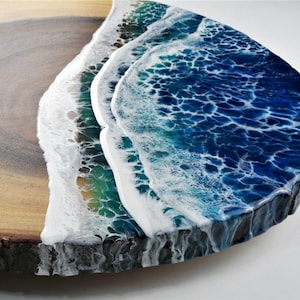 Ocean Surf Charcuterie Board Epoxy Resin on Live Edge