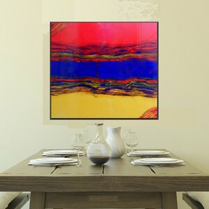 Epoxy Resin Artwork, Primary Colors on Large Canvas, Abstract Painting image 3