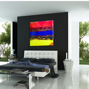 Epoxy Resin Artwork, Primary Colors on Large Canvas, Abstract Painting image 2