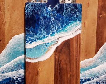 Extra Long Epoxy Ocean Waves Charcuterie Board | Acacia Wood and Epoxy Resin