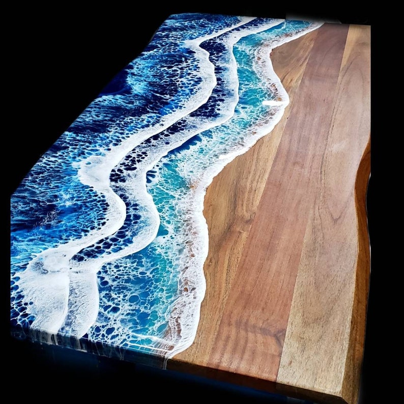 Epoxy Ocean on Live Edge Wood Coffee Table - Etsy