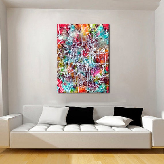 Bunte Abstrakte Grosse Leinwand Drucken Bereit Zum Hangen Etsy