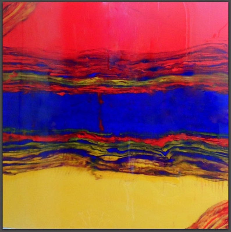 Epoxy Resin Artwork, Primary Colors on Large Canvas, Abstract Painting image 4
