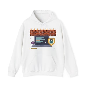 Cybersecurity Hoodie, Patch Cleared Pixel Art Sweatshirt, Cyber Security Gift, Retro 8 Bit IT Admin Hoodie