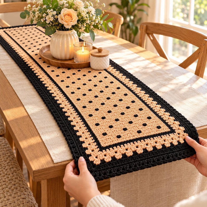 Bobble Stitch Crochet Table Runner Pattern, Beginner PDF, Two Color ...