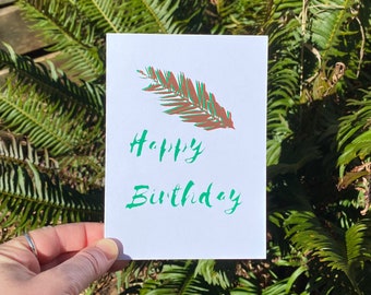 Tree and Forest Lover Birthday Card For Him, Hand Screen Printed Birthday Card for Lumberjack, Outdoorsman, Hunter, Arborist, or Forester