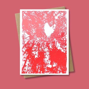 Heart in Trees Anniversary Greeting Card: Silkscreen Card for Nature Lover