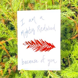 Mentor or Teacher Card - Might Redwood Card - Pacific Northwest Student - Handmade Screen Printed Greeting Card