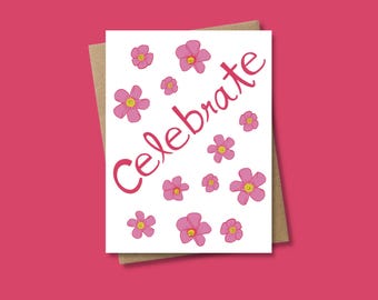Tarjeta de celebración o graduación con bonitas flores rosas