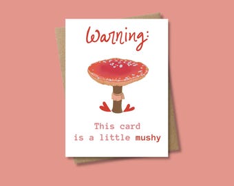 Tarjeta divertida para amantes de los hongos con juego de palabras: Tarjeta de aniversario ilustrada