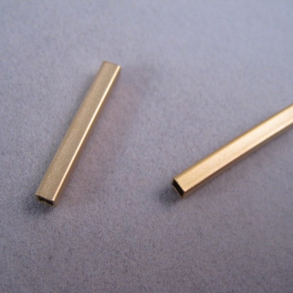 Matte 16k gold plated tube bead, 2.6 X 20 mm, Gold tube bead, Slim bar, bar bead