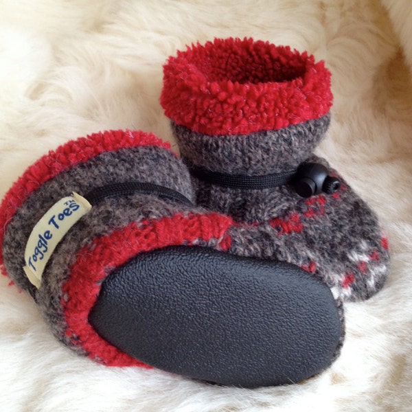 Baby booties, non-slip, soft sole shoes from Toggle Toes in Infant size 4-12months, baby shoe size 1-3.5