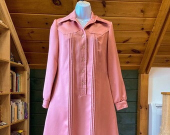 Vintage dress | 1970s Sue Brett dress, vintage Western style dress, 70s vintage dress, Western dress, dusty rose dress