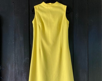 1970s maxi dress, daffodil yellow sleeveless maxi