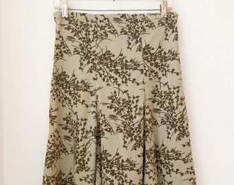 Vintage skirt | 1980s print skirt, two-tone skirt, vintage knit skirt, botanical print skirt