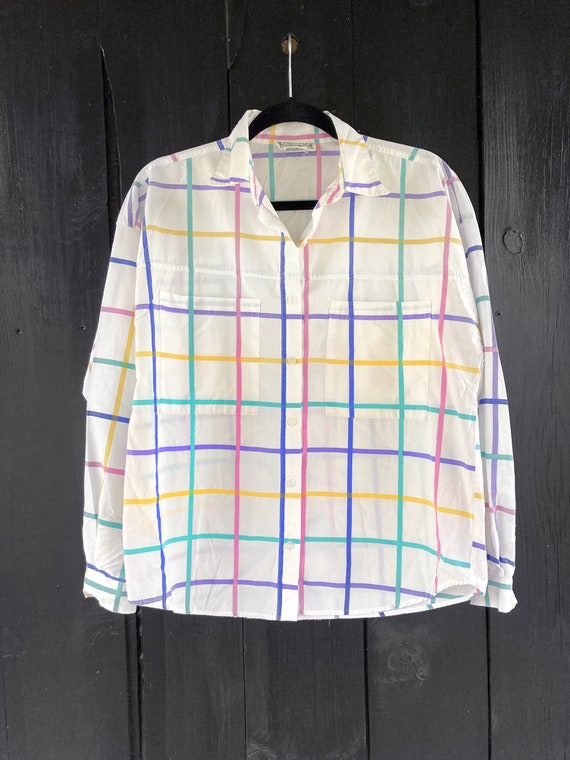 1980s Ricki rainbow check button down shirt - image 4