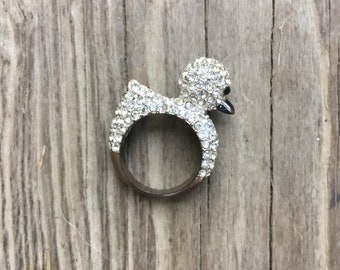 Vintage cocktail ring | Vintage rhinestone costume jewelry bird cocktail ring