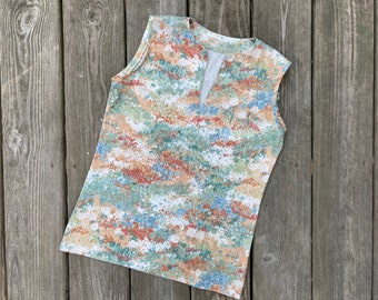 Vintage top | 1960s shell top, vintage sleeveless top, floral top