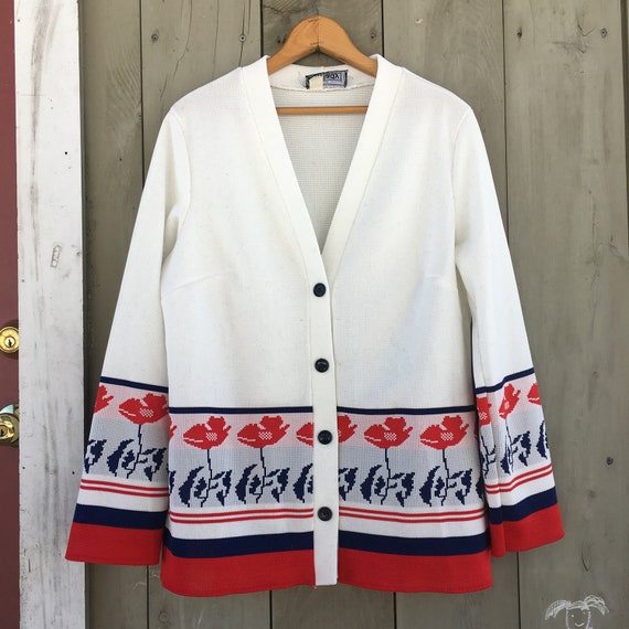 Vintage sweater | 1970s cardigan sweater, border … - image 2