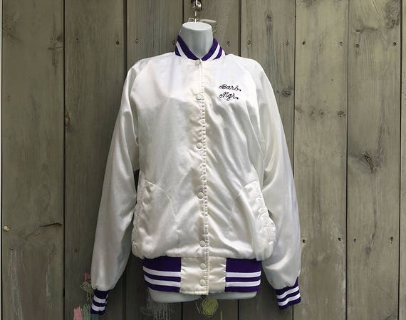Vintage jacket | 1980s white satin varsity team j… - image 4