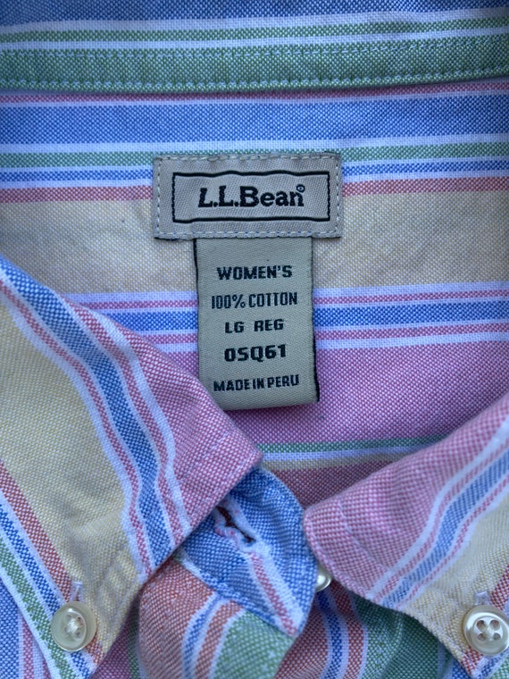 1990s LL Bean pastel stripe button down Oxford cl… - image 6