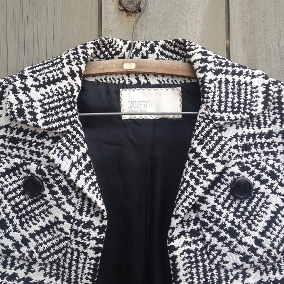 Vintage blazer Black and white print openfront wom… Gem