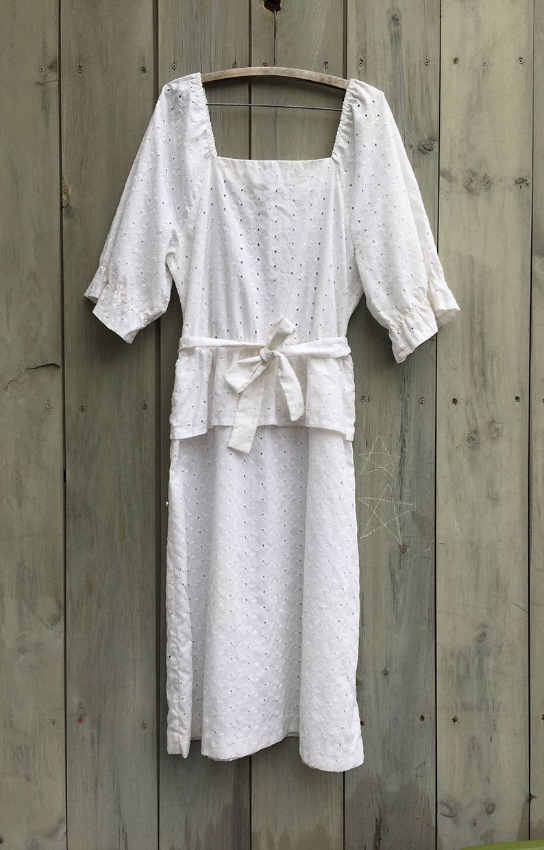 Vintage dress 80s lace dress, vintage white lace dress, eyelet dress, Jerrie Lurie dress image 3