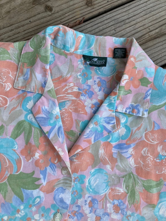 Neon Leaf Floral Button Down - XS/S