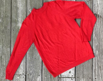 1960s Orlon pin-up sweater, zip back sweater, red sweater, pullover sweater, crew neck sweater