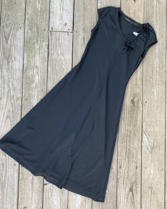 1970s slinky black dress, vintage black dress, bl… - image 3