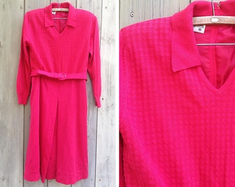 Vintage dress | 1980s dress, vintage wool dress, wool shirt dress, pink wool dress, vintage Ciao dress, 80s dress, modest vintage dress