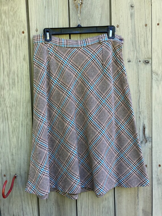 1970s plaid skirt, A line skirt, bias plaid skirt… - image 3