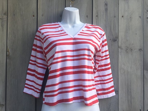 Vintage top | 1980s Pierre Richard red and white … - image 2