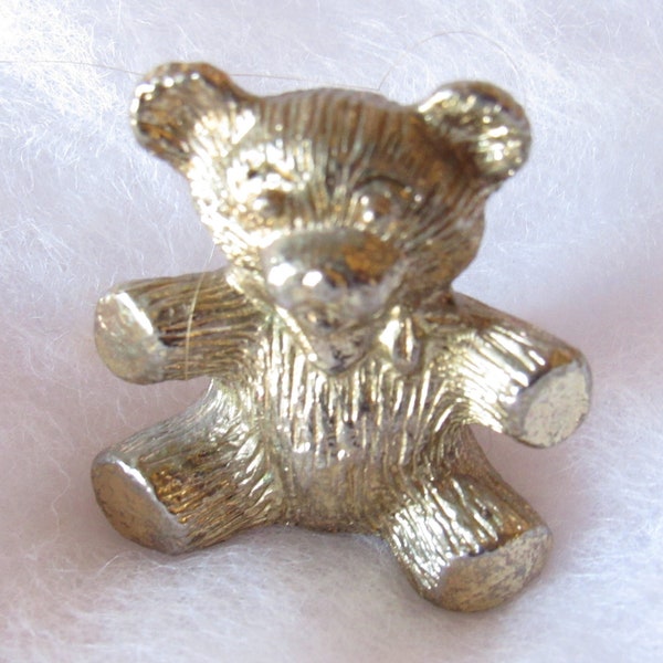 Vintage, Miniature, Brass Teddy Bear, Sitting Position, Bright and Shiny, Unbranded, Doll House, Collectible Brass