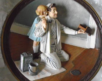 Vintage Norman Rockwell 'The Painter'-bord, Centennial-collectie, 3D-hars