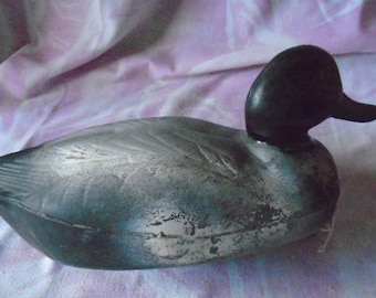 Vintage Herter's, Molded Plastic, Black Duck Decoy, Fathers Day Gift, Vintage Duck Hunting Decoy, Rustic Hunting Decor, Beach Decor