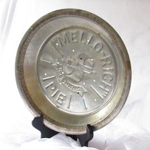 Vintage Tin, Pie Plate, Mrs. Smith&#39;s Mello-Rich Brand, Rolling Pin Thru S Logo, Kitchen Utensil, Bakeware, Retro Kitchen Decor, Farmhouse