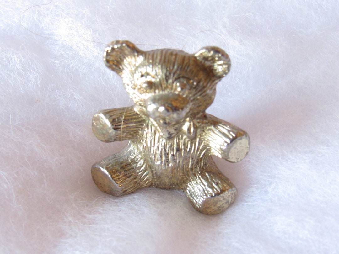 Vintage, Miniature, Brass Teddy Bear, Sitting Position, Bright and