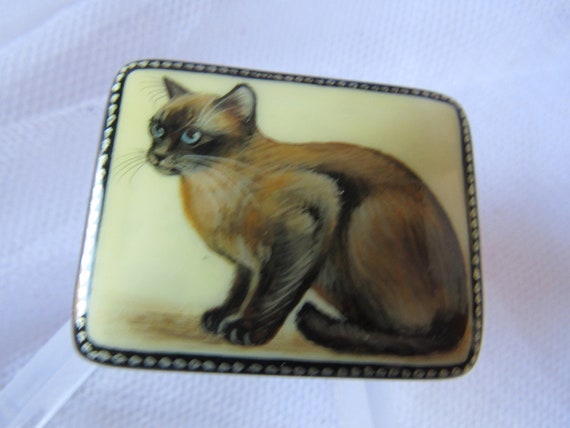 Vintage Russian, Tonkinese Cat, Russian Lacquer A… - image 2