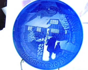 Plato navideño de Bing y Grondahl, 1973, porcelana de Copenhague, fabricado en Dinamarca, Navidad campestre, edición limitada n.º 9073