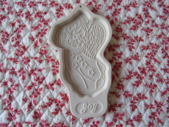 Vintage Longaberger, Pottery Cookie Mold, Angel Series, Joy 1996, Collectible, Christmas Angel, Christmas Baking, Decoration, Stoneware