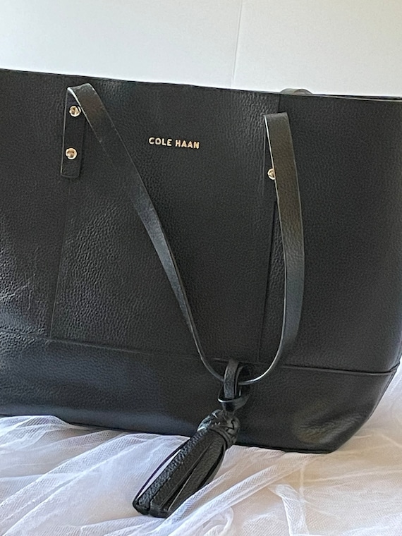 Vintage Cole Haan Black Tassle Tote, Small Shopper Bag